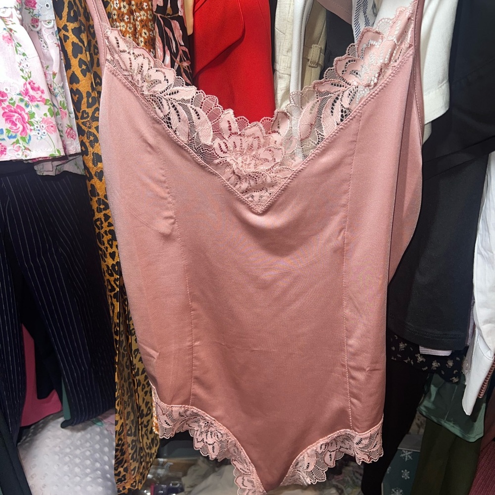 NWT Free People Pink Lace Trim Bodysuit